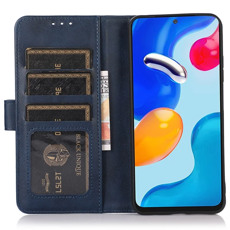 For Xiaomi Redmi Note 14 Pro 5G / Poco X7 5G Case Cowhide Texture Leather Wallet Phone Cover with Stand - Blue