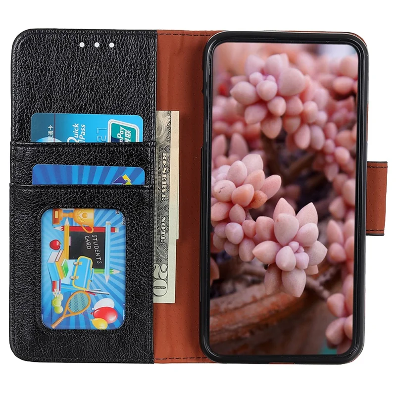 For Xiaomi Redmi Note 14 4G (163.25mm) Case Nappa Texture Split Leather Wallet Phone Cover - Black