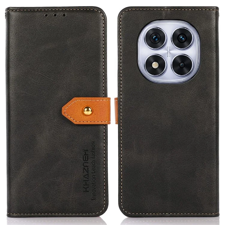 KHAZNEH For Xiaomi Redmi Note 14 Pro 5G / Poco X7 5G Wallet Phone Case Stand Leather Flip Cover - Black