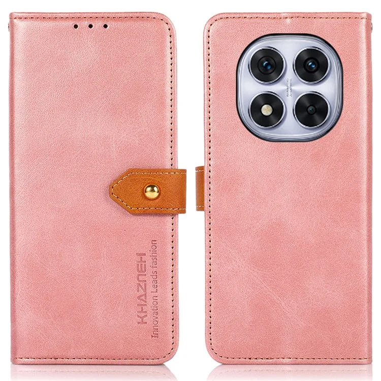 KHAZNEH For Xiaomi Redmi Note 14 Pro 5G / Poco X7 5G Wallet Phone Case Stand Leather Flip Cover - Rose Gold