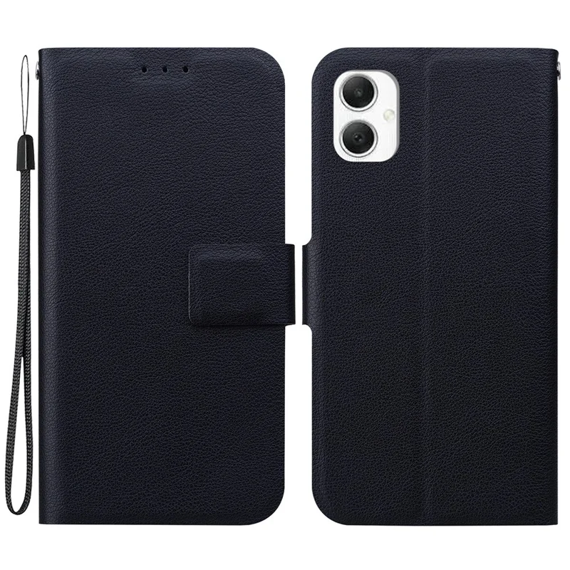 Capa para Samsung Galaxy A06 ultrafina de couro PU + capa de telefone TPU com slot para cartão - Preto