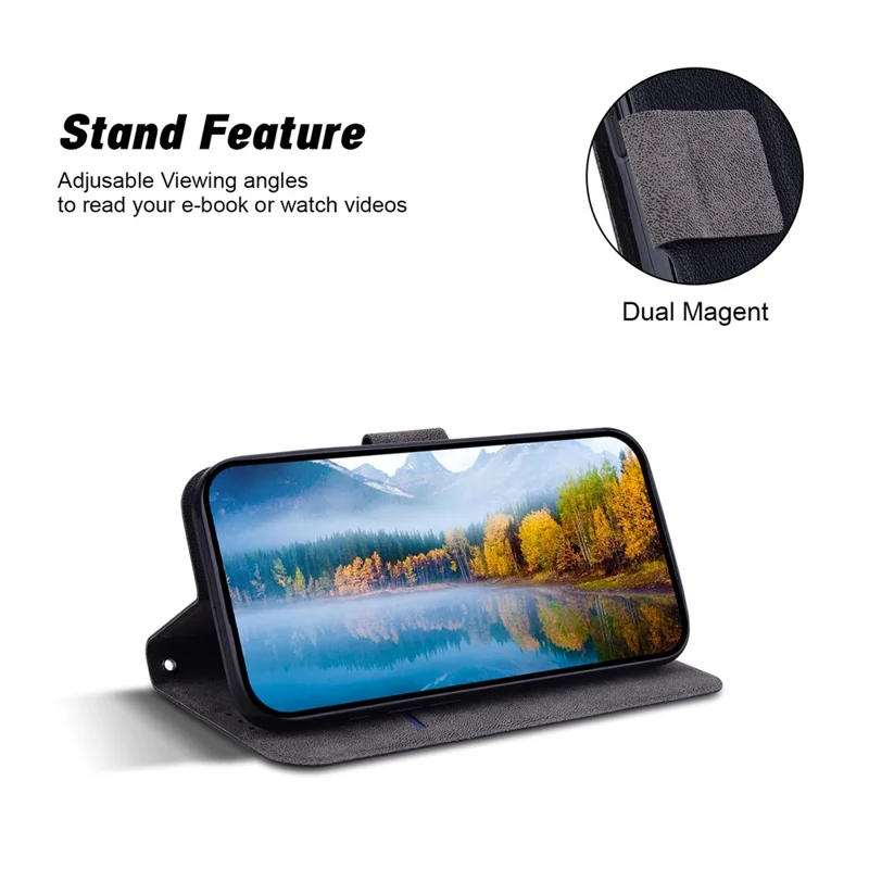 Capa para Samsung Galaxy A06 ultrafina de couro PU + capa de telefone TPU com slot para cartão - Preto