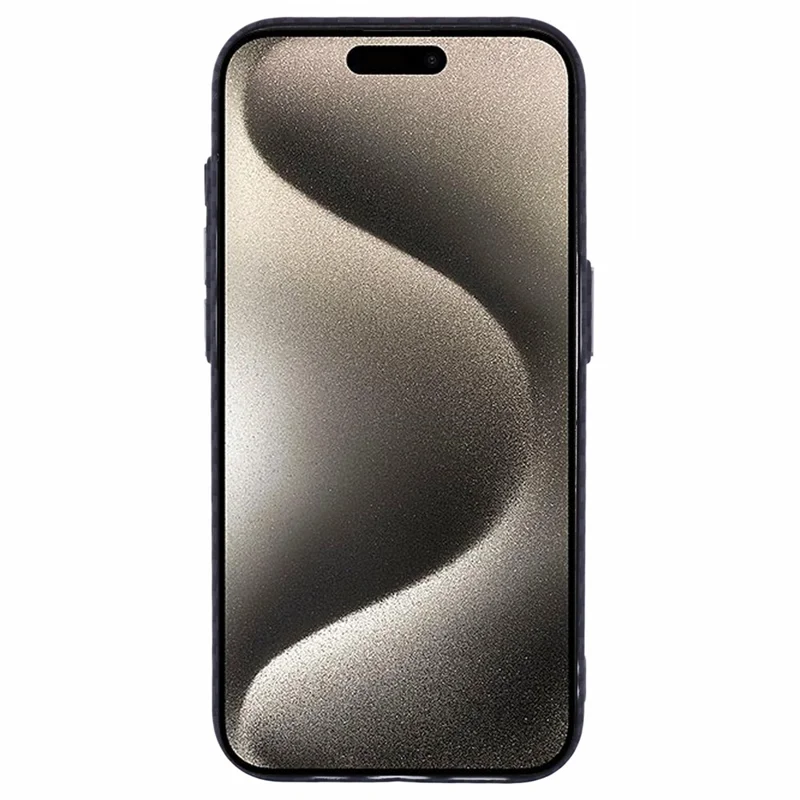 For iPhone 15 Pro Max Case Compatible with MagSafe Carbon Fiber Texture Water-Transfer PC Phone Cover - Black