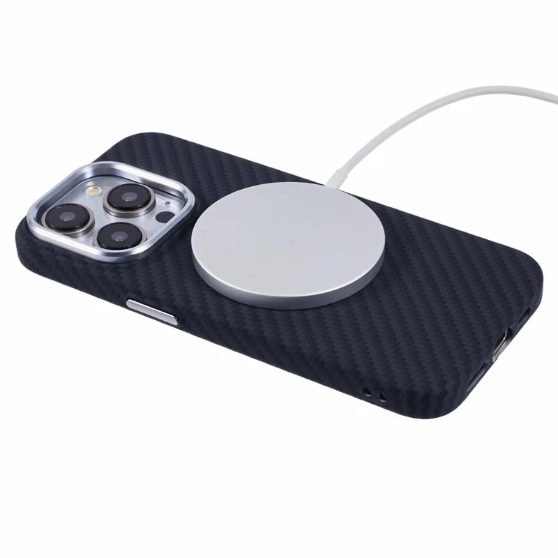 Obudowa na iPhone 14 Pro Max zgodna z MagSafe, pokryta węglowym wzorem z transferu wodnego, pokrywa PC - Czarny