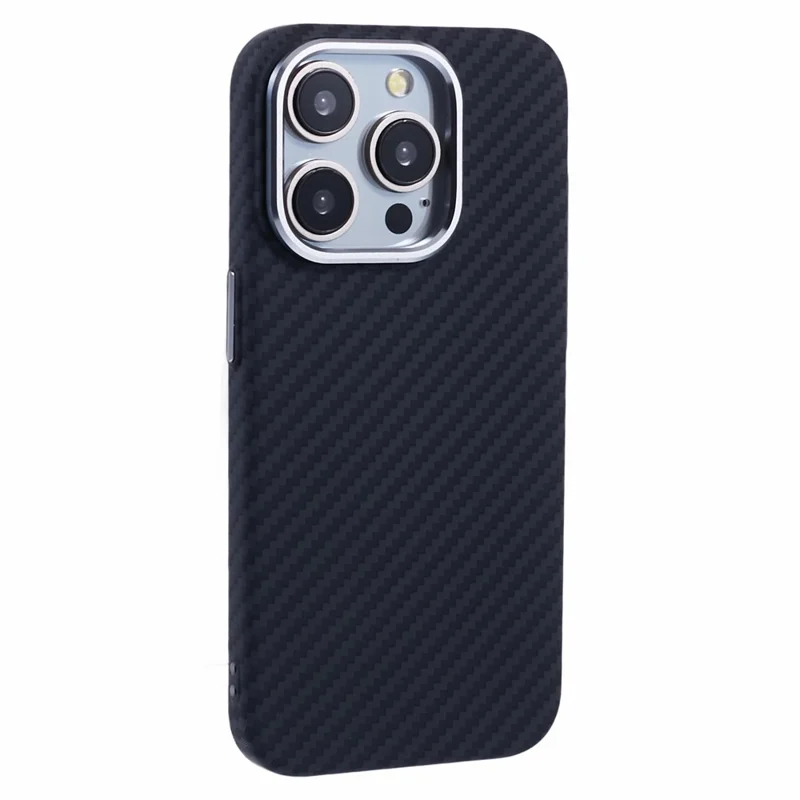 For iPhone 12 / 12 Pro Case Compatible with MagSafe Carbon Fiber Texture Water-Transfer PC Phone Cover - Black