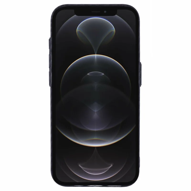 For iPhone 12 / 12 Pro Case Compatible with MagSafe Carbon Fiber Texture Water-Transfer PC Phone Cover - Black