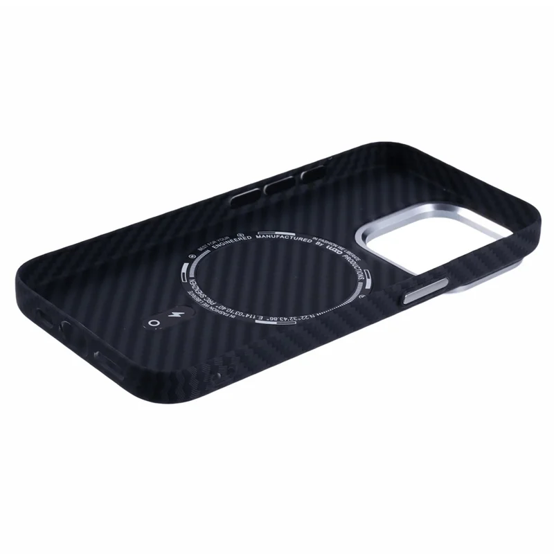 For iPhone 12 / 12 Pro Case Compatible with MagSafe Carbon Fiber Texture Water-Transfer PC Phone Cover - Black