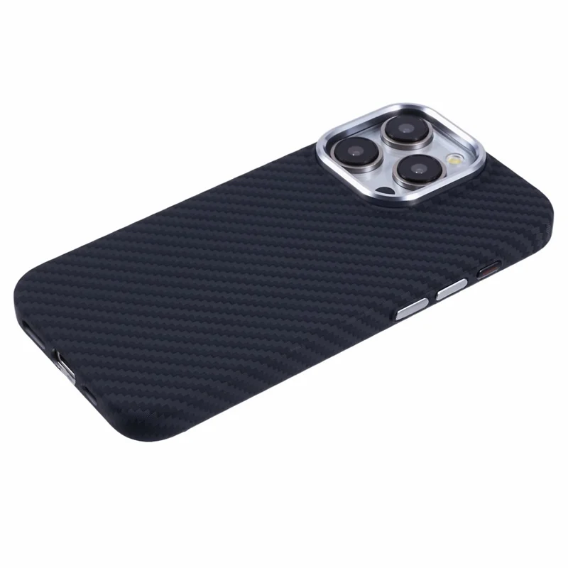 For iPhone 12 / 12 Pro Case Compatible with MagSafe Carbon Fiber Texture Water-Transfer PC Phone Cover - Black