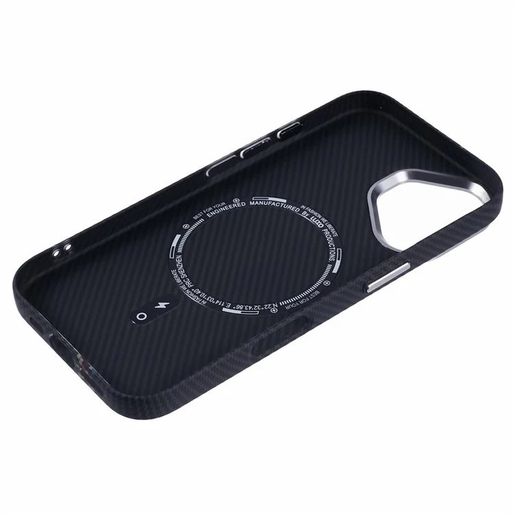 For iPhone 16 Plus Case Compatible with MagSafe Carbon Fiber Texture Water-Transfer PC Phone Cover - Colorful+Black Stripes