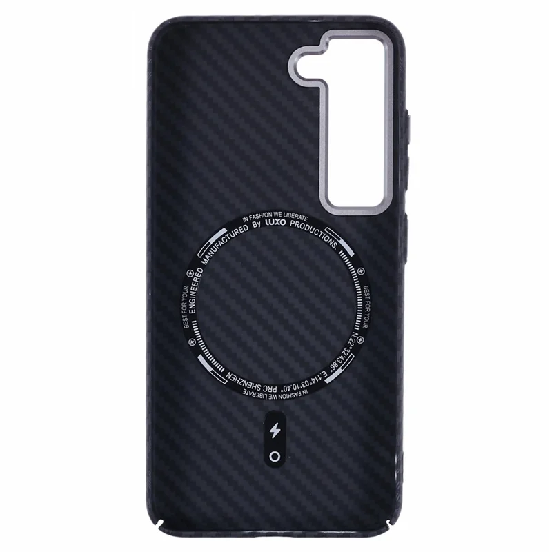For Samsung Galaxy S23+ Case Compatible with MagSafe Carbon Fiber Texture Water-Transfer PC Phone Cover - Black