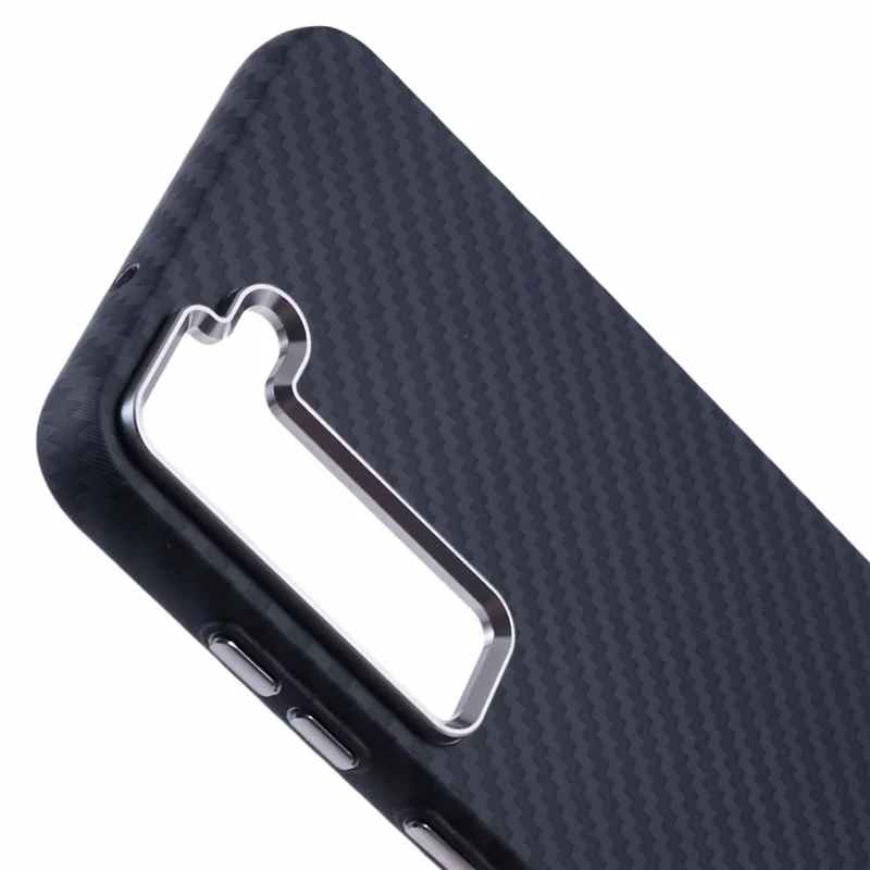 For Samsung Galaxy S23+ Case Compatible with MagSafe Carbon Fiber Texture Water-Transfer PC Phone Cover - Black