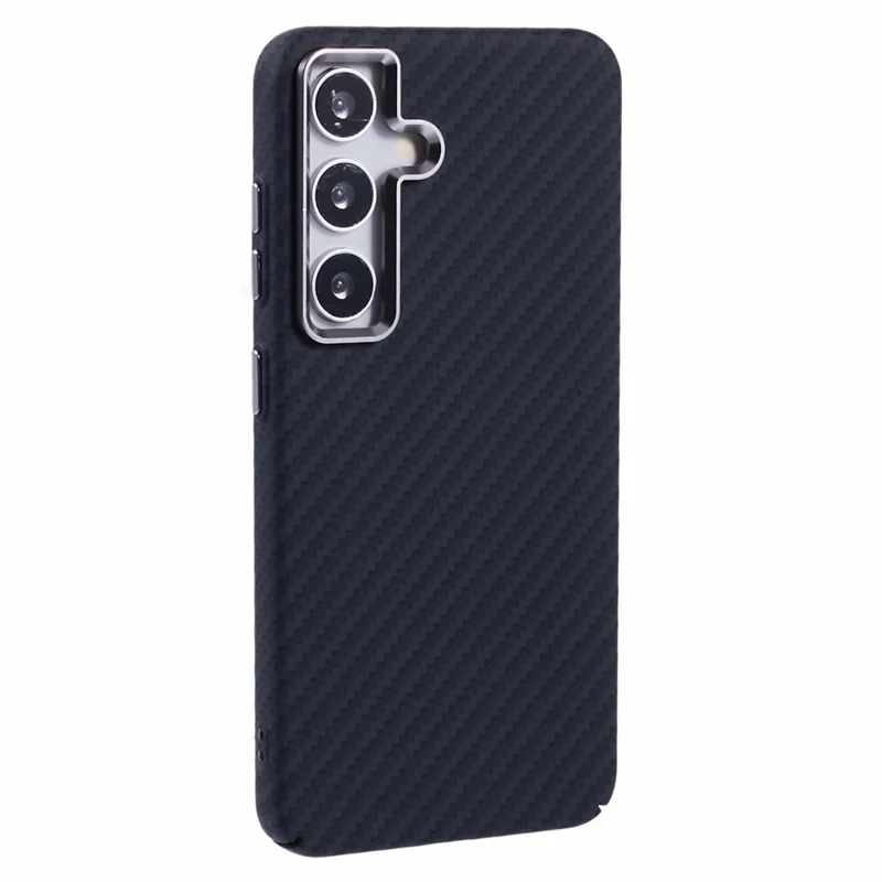 For Samsung Galaxy S24+ Magnetic Case Carbon Fiber Texture Water-Transfer PC Phone Cover - Black