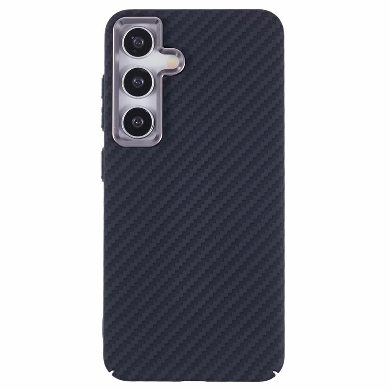 For Samsung Galaxy S24+ Magnetic Case Carbon Fiber Texture Water-Transfer PC Phone Cover - Black