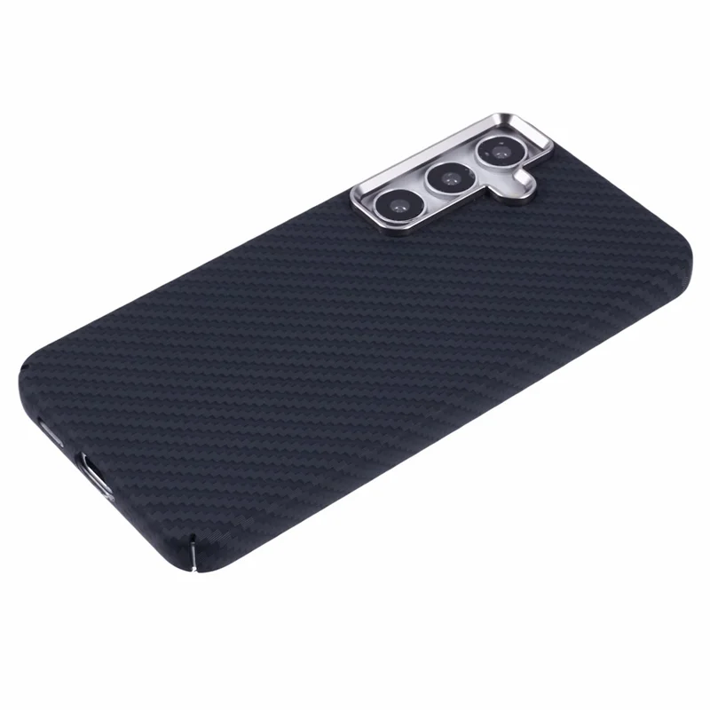 For Samsung Galaxy S24+ Magnetic Case Carbon Fiber Texture Water-Transfer PC Phone Cover - Black