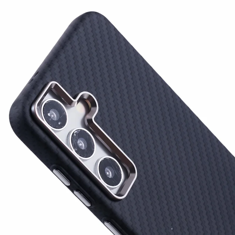 For Samsung Galaxy S24+ Magnetic Case Carbon Fiber Texture Water-Transfer PC Phone Cover - Black