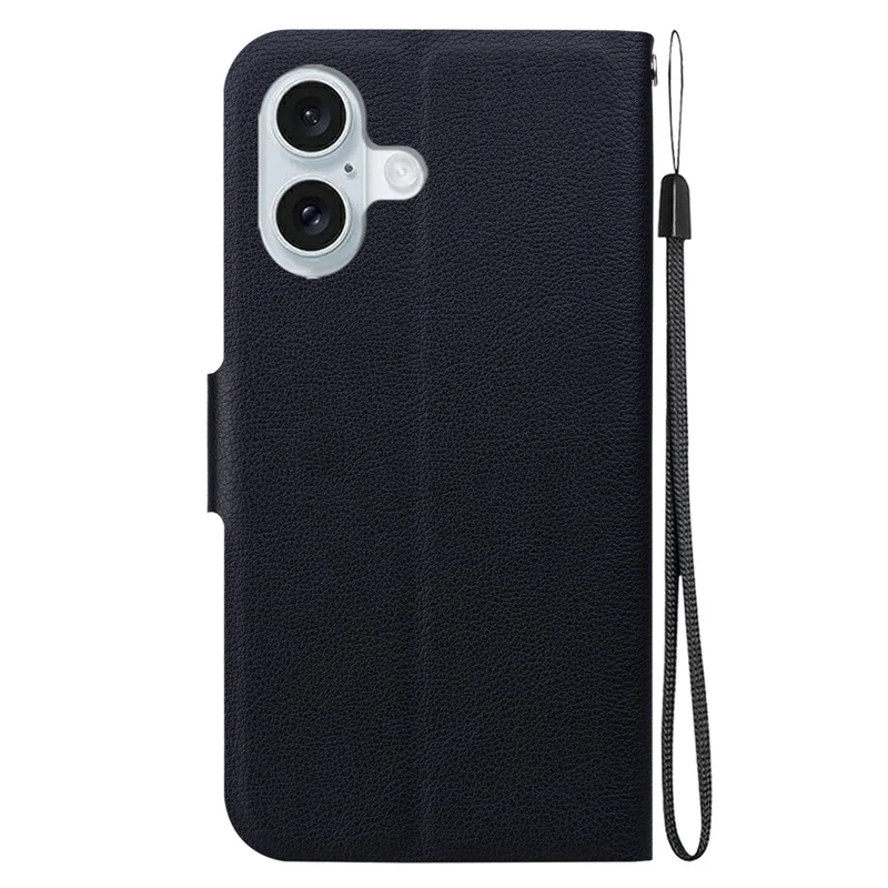 For iPhone 16 Plus Case Ultra-Thin PU Leather + TPU Phone Cover with Card Slot - Black