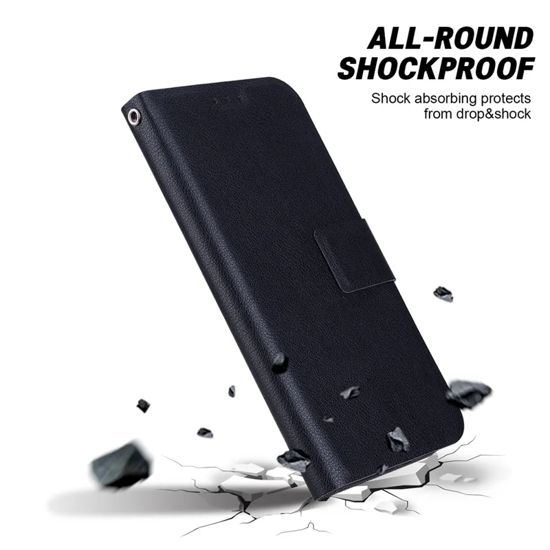 For iPhone 16 Plus Case Ultra-Thin PU Leather + TPU Phone Cover with Card Slot - Black