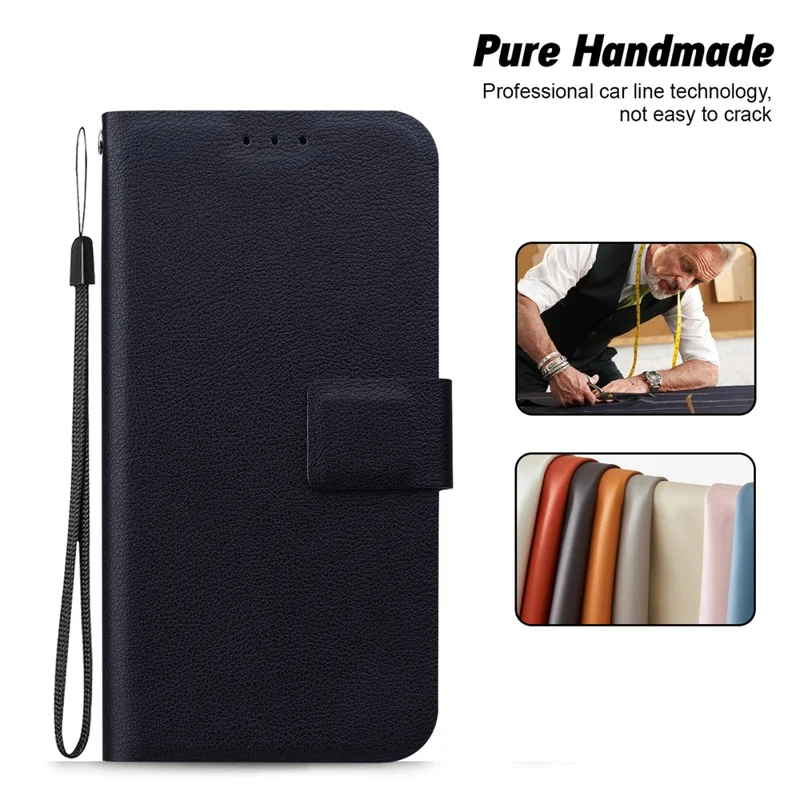 For iPhone 16 Plus Case Ultra-Thin PU Leather + TPU Phone Cover with Card Slot - Black