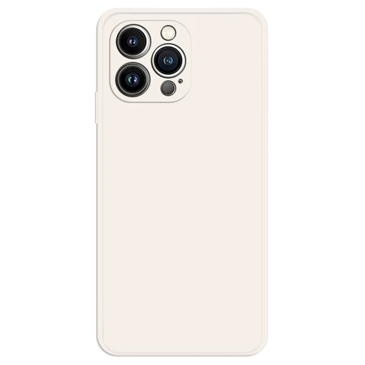 Para iPhone 13 Pro 6.1 pulgadas Forro de microfibra Carcasa trasera de TPU con acabado en caucho Borde recto Funda de teléfono resistente a golpes - Beige
