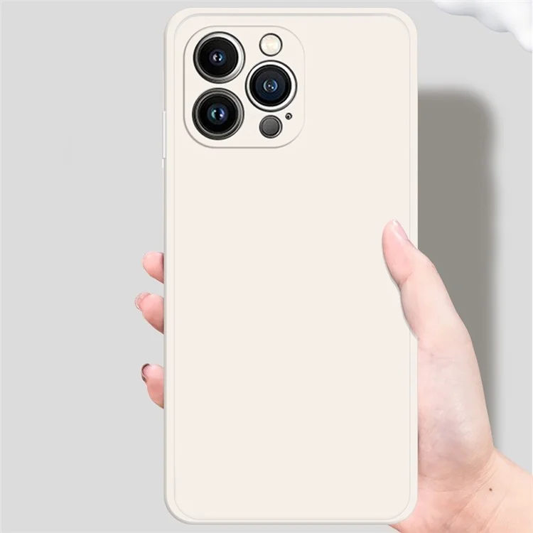 Para iPhone 13 Pro 6.1 pulgadas Forro de microfibra Carcasa trasera de TPU con acabado en caucho Borde recto Funda de teléfono resistente a golpes - Beige