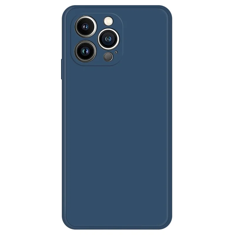 For iPhone 13 Pro 6.1 inch Microfiber Lining Rubberized TPU Back Case Straight Edge Shockproof Phone Cover - Dark Blue