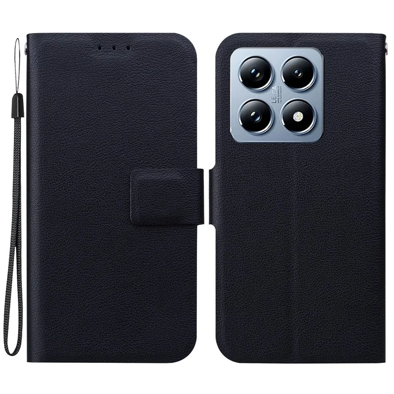 Capa para Xiaomi 14T Pro Ultrafina de couro PU + Capa de telefone TPU com slot para cartão - Preto