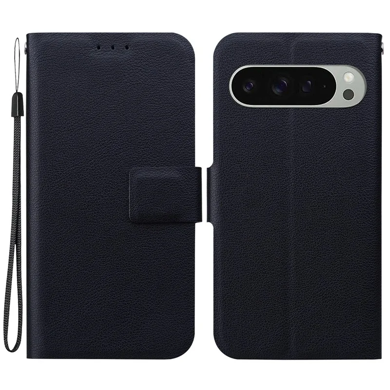 Para Google Pixel 9 Pro / Pixel 9 Case Ultra-Thin PU Leather + TPU Phone Cover com Slot para Cartão - Preto