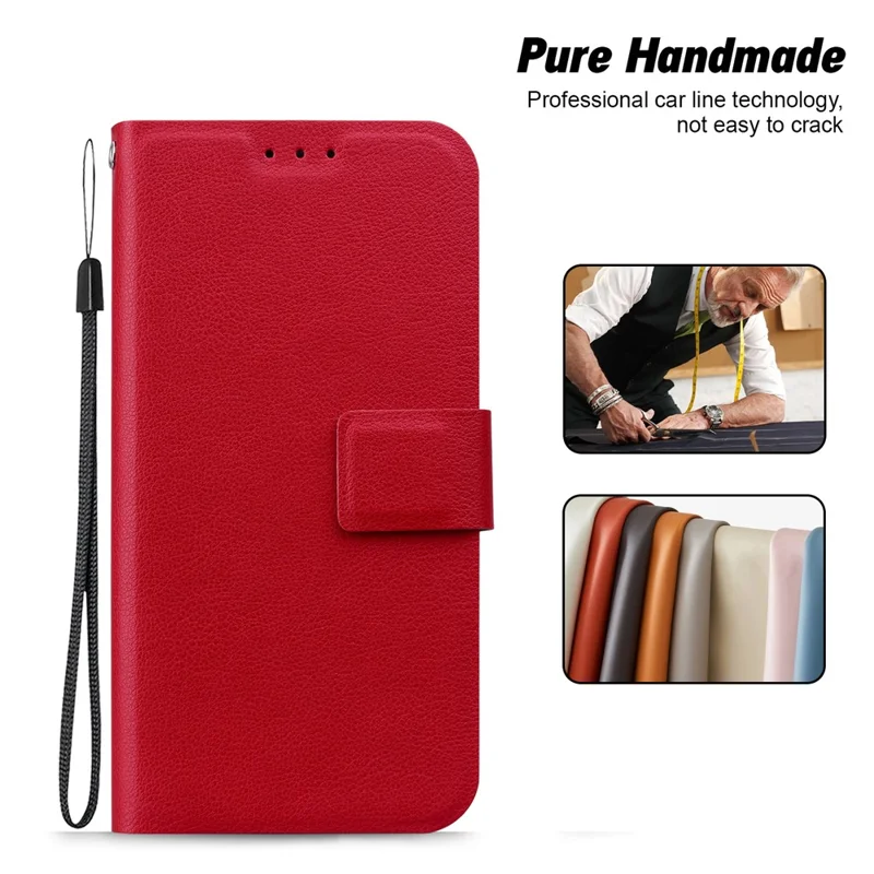 For Google Pixel 9 Pro  /  Pixel 9 Case Ultra-Thin PU Leather + TPU Phone Cover with Card Slot - Red