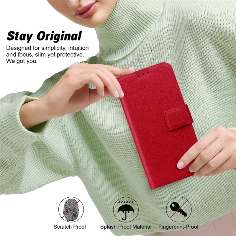 For Google Pixel 9 Pro  /  Pixel 9 Case Ultra-Thin PU Leather + TPU Phone Cover with Card Slot - Red