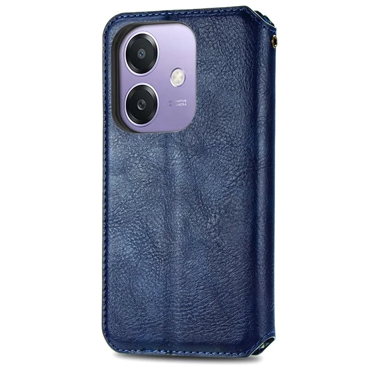 Étui pour Oppo A3x 5G Motif losange en cuir PU Housse de téléphone portefeuille - Bleu