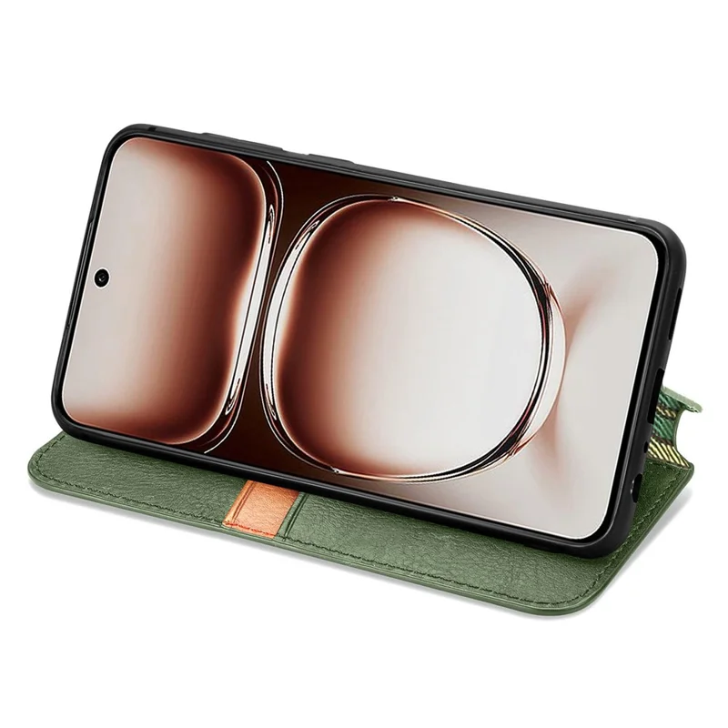 For Oppo A3x 4G / 5G Case Rhombus Imprint PU Leather Wallet Phone Cover - Green