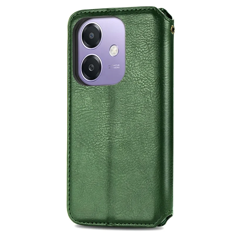 For Oppo A3x 4G / 5G Case Rhombus Imprint PU Leather Wallet Phone Cover - Green
