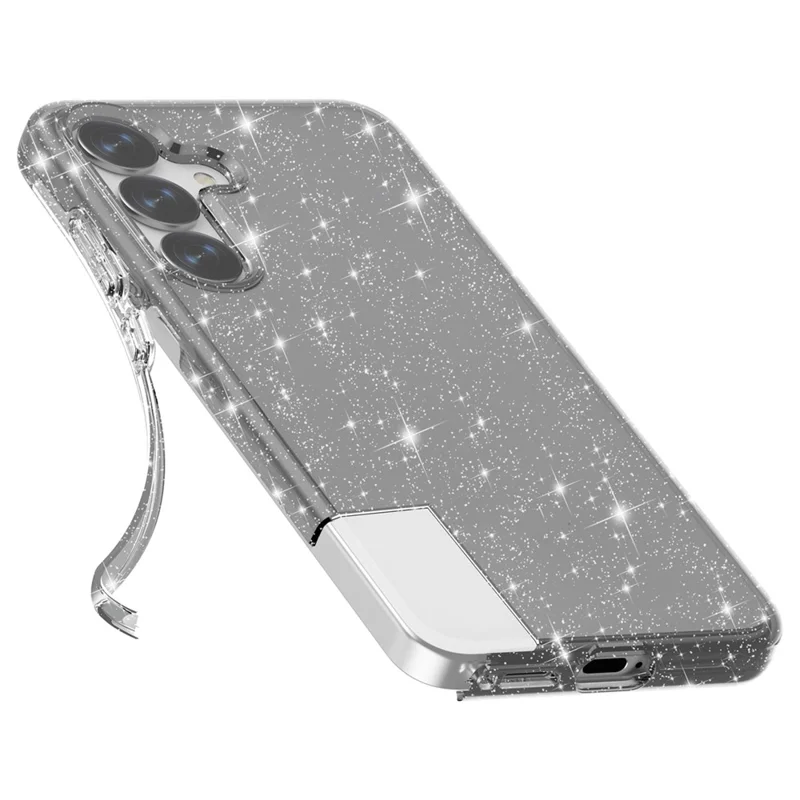 Für Samsung Galaxy S25 Hülle Kratzfest PC+TPU Glänzender Glitzer Handyhülle - Schwarz