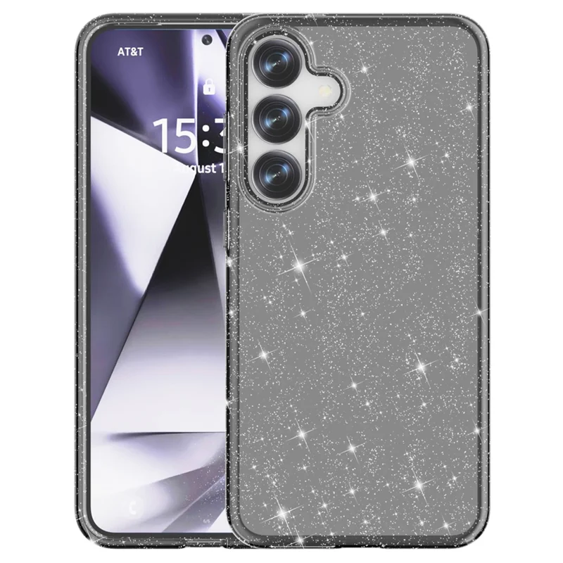 Für Samsung Galaxy S25 Hülle Kratzfest PC+TPU Glänzender Glitzer Handyhülle - Schwarz