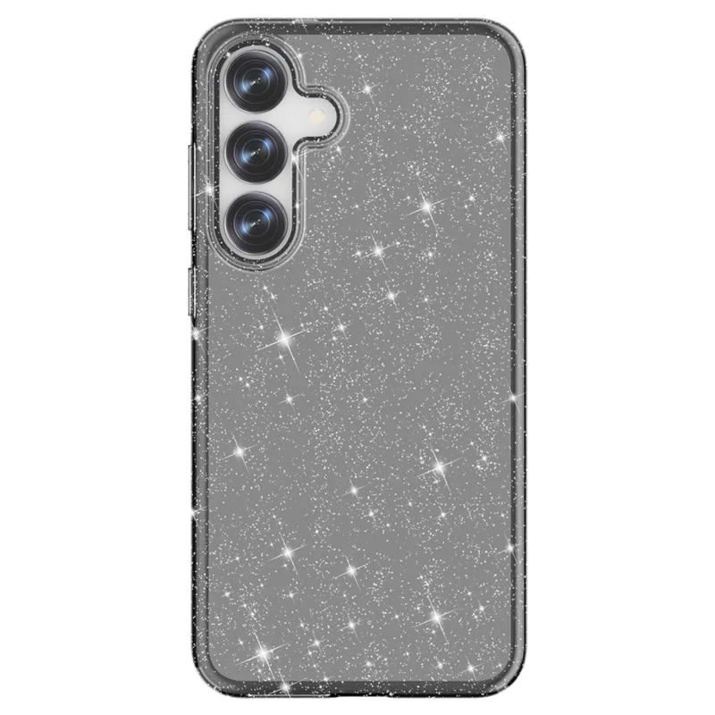 Für Samsung Galaxy S25 Hülle Kratzfest PC+TPU Glänzender Glitzer Handyhülle - Schwarz