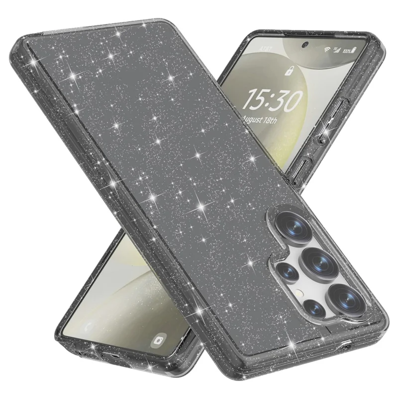 Для Samsung Galaxy S25 Ultra Case Anti-Scratch PC+TPU Sparkly Glitter Phone Cover - Black