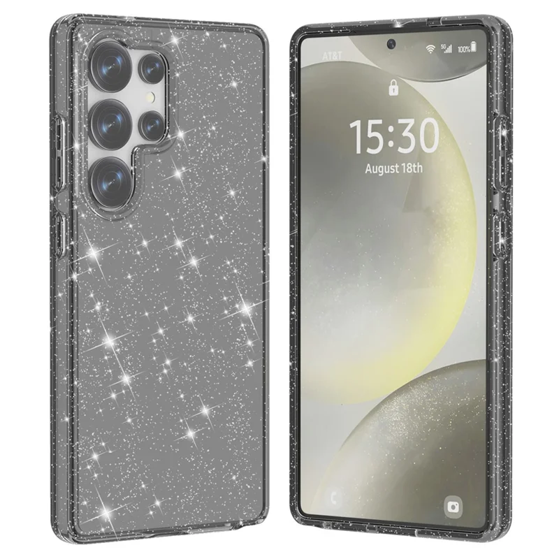 Для Samsung Galaxy S25 Ultra Case Anti-Scratch PC+TPU Sparkly Glitter Phone Cover - Black