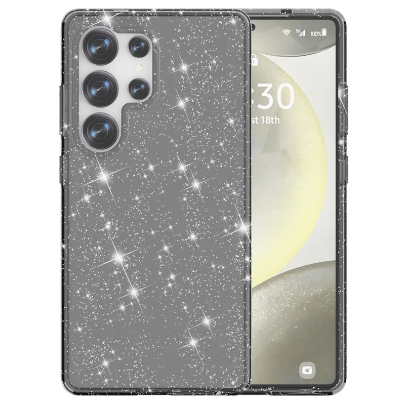 Для Samsung Galaxy S25 Ultra Case Anti-Scratch PC+TPU Sparkly Glitter Phone Cover - Black