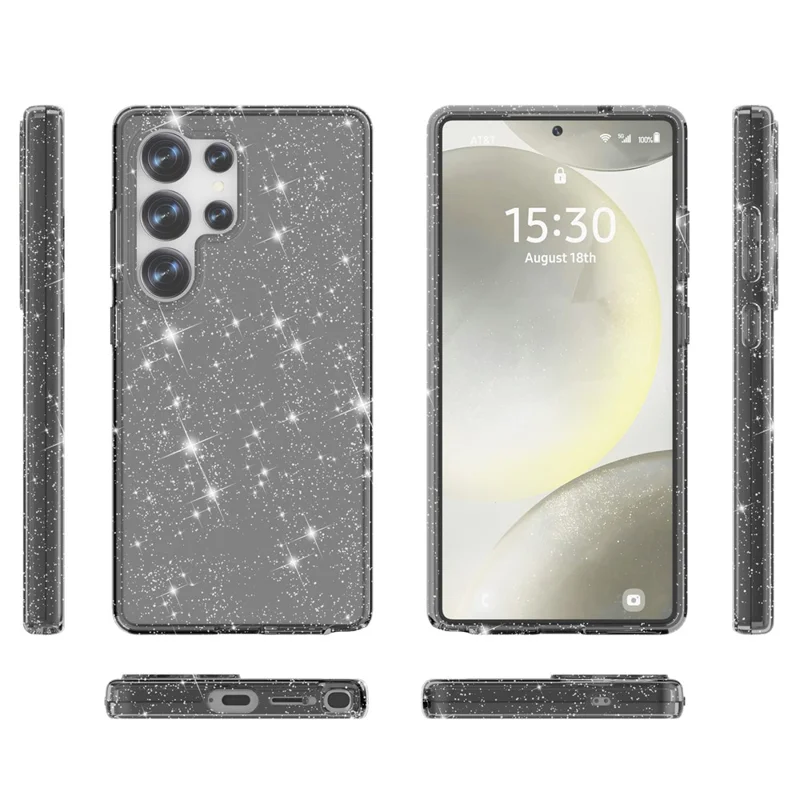 Для Samsung Galaxy S25 Ultra Case Anti-Scratch PC+TPU Sparkly Glitter Phone Cover - Black