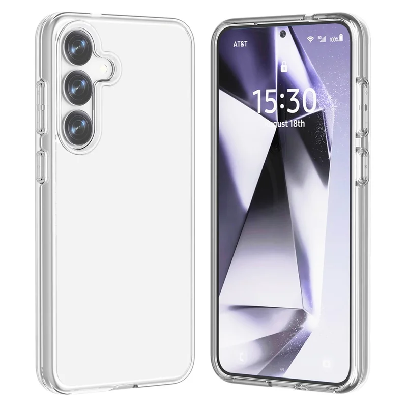 For Samsung Galaxy S25 Case PC + TPU Shockproof Clear Phone Cover - Transparent