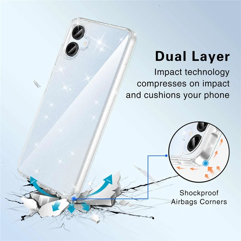 For Samsung Galaxy A06 4G Case PC + TPU Transparent Glitter Phone Cover