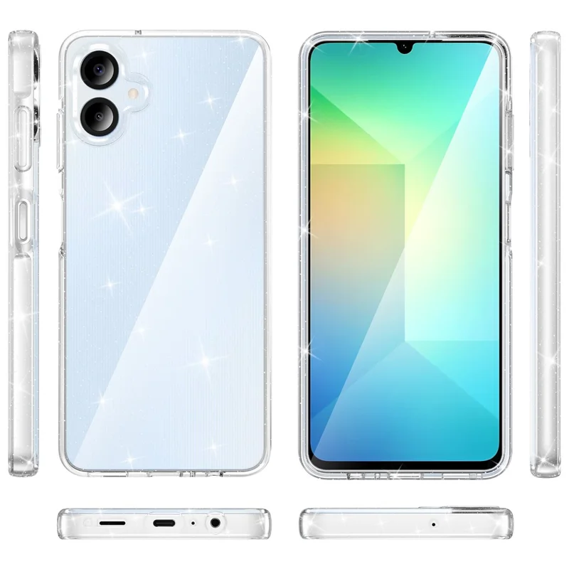 For Samsung Galaxy A06 4G Case PC + TPU Transparent Glitter Phone Cover