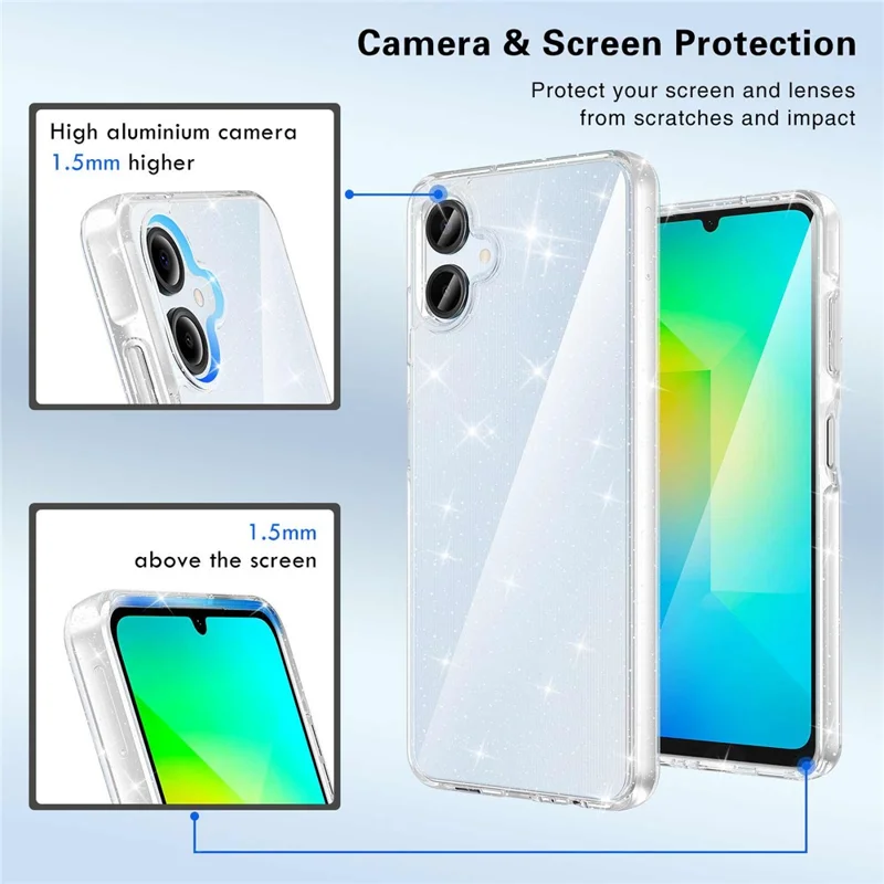For Samsung Galaxy A06 4G Case PC + TPU Transparent Glitter Phone Cover