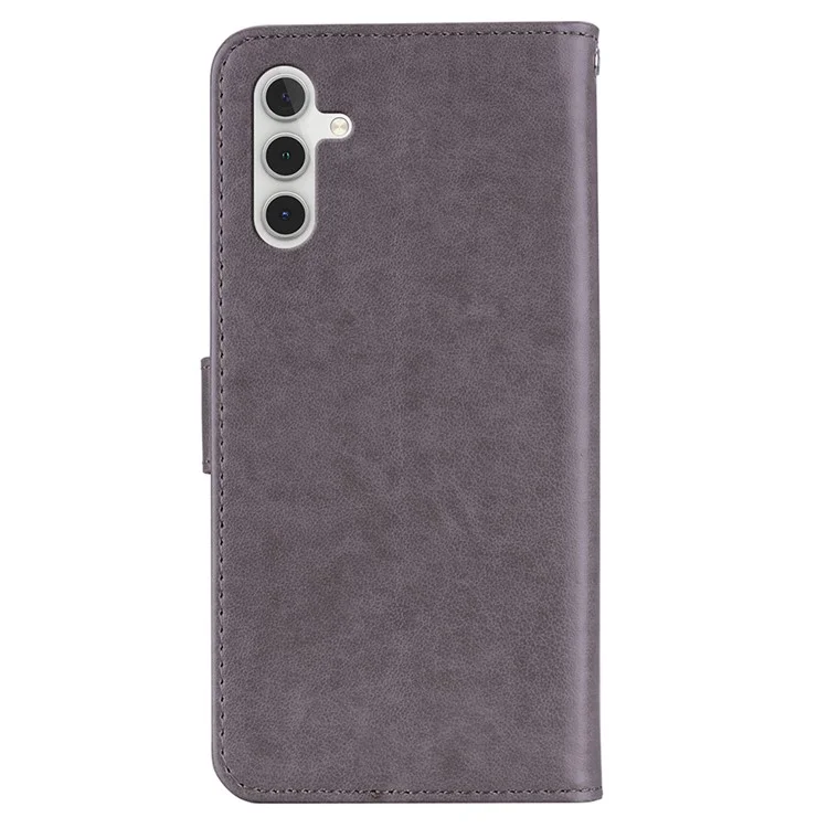 For Samsung Galaxy A16 5G  /  4G Wallet Case Owl Flower Imprinted Rhinestone Leather Cover - Grey
