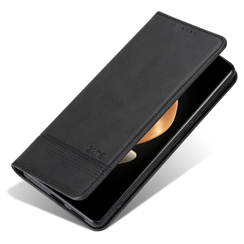 Capa para telefone AZNS For Honor X60 Pro 5G, textura de couro de vaca, couro sintético, carteira - Preta