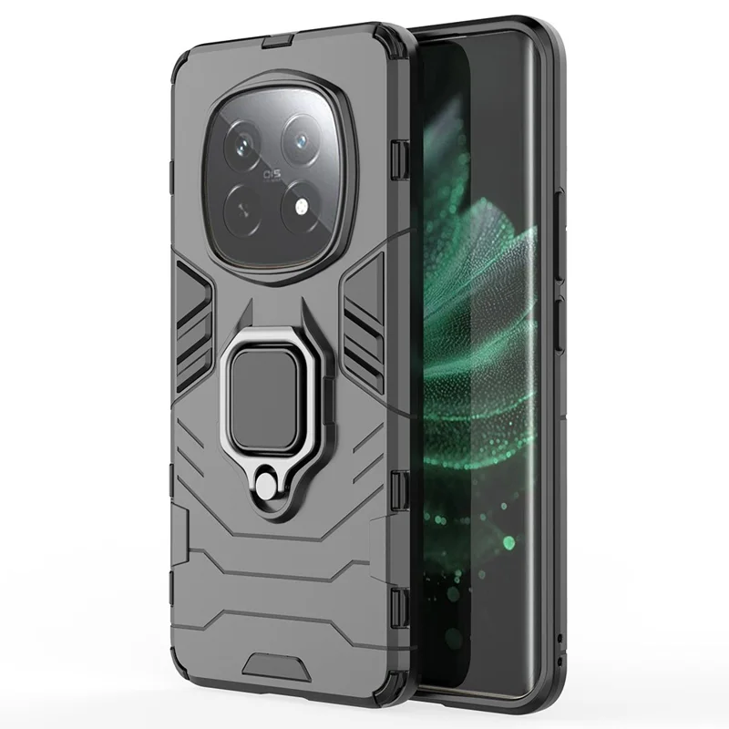 For Realme P2 Pro 5G Case PC+TPU Protective Phone Cover with Ring Kickstand - Black