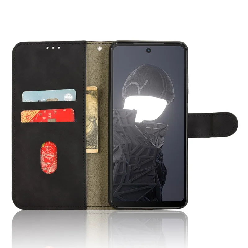 For HMD Fusion 5G Leather Case Skin-Feel Anti-Drop Wallet Flip Phone Cover - Black