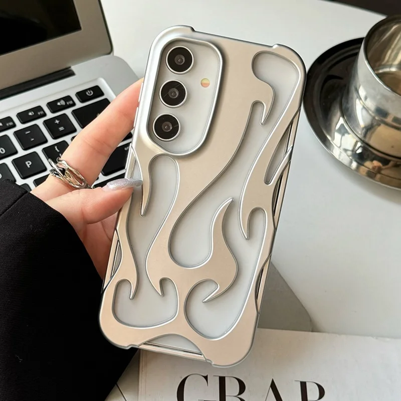 For Samsung Galaxy A55 5G Case Hulhjerte Design Matte TPU Telefonbeskyttelse - Sølv