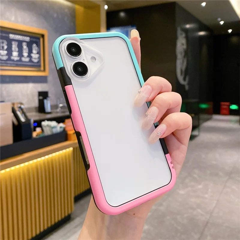 For iPhone 16 Plus Case Detachable 2-in-1 TPU+PC Clear Phone Cover - Pink  /  Blue