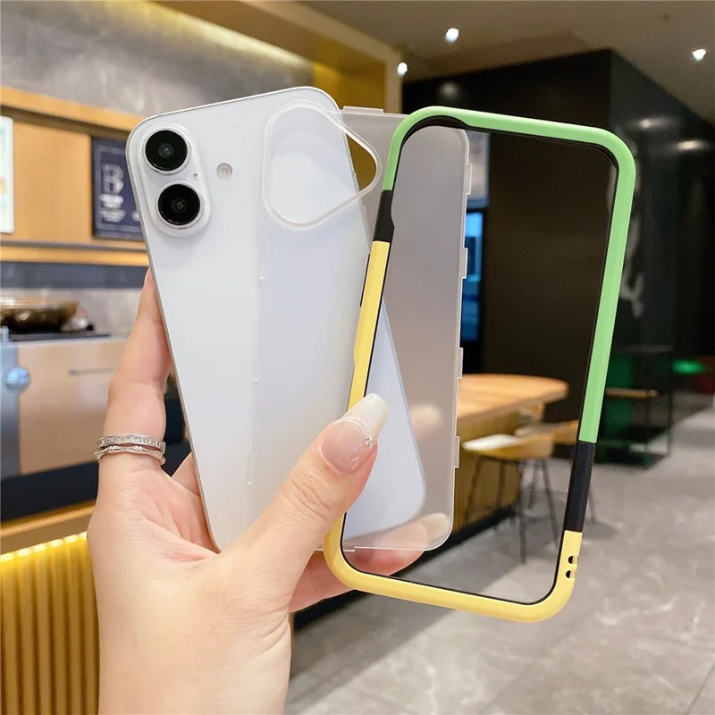 For iPhone 16 Plus Case Detachable 2-in-1 TPU+PC Clear Phone Cover - Pink  /  Blue
